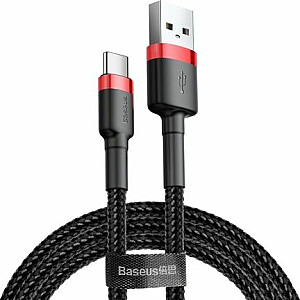 Baseus Cafule kabelis USB kabelis Izturīgs neilona kabelis USB / USB-C QC3.0 2A 3M melns-sarkans (CATKLF-U91) universāls