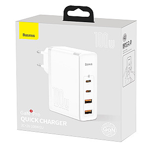 Baseus GaN CCGAN2P-L02 Сетевое зарядное устройство 2 x USB / 2 x USB-C / 100W / 5A белое