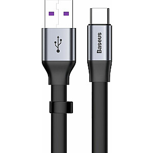 Baseus Baseus vienkāršais USB kabelis Plakans USB / C tipa Usb Uzlādētājs 5a 40 w Ātrā uzlāde 3,0 Qc 3,0 23 cm pelēks (catmbj-bg1)