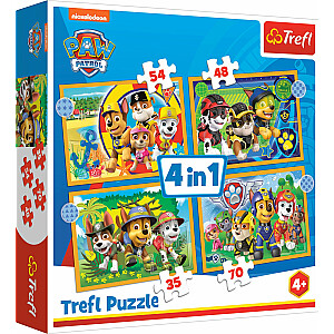 TREFL PAW PATROL Pužļu komplekts 4in1 Ķepa Patruļa