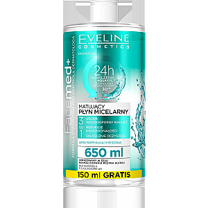 Eveline Facemed + matējošais micelārais ūdens 3in1 - normālai un kombinētai ādai 650 ml