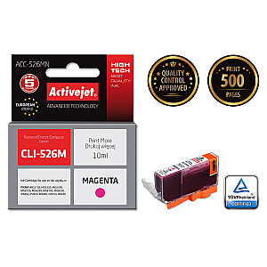 Activejet ACC-526MN tinte Canon printerim; Canon CLI-526M nomaiņa; Augstākā; 10 ml; violets