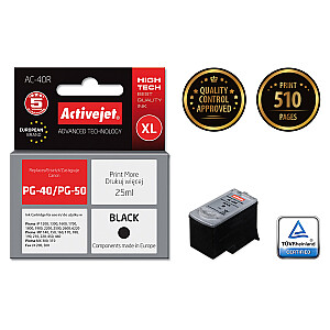 Activejet AC-40R tinte Canon printerim; Canon PG-40 / PG-50 nomaiņa; Premium; 25 ml; melns