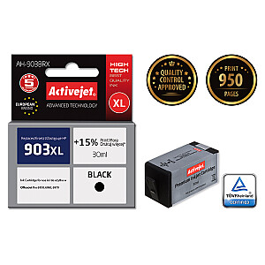 Activejet AH-903BRX tinte HP printerim; Nomaiņa HP 903XL T6M15AE; Premium; 30 ml; melns