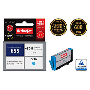 Activejet AH-655CR tinte HP printerim; Rezerves HP 655 CZ110AE; Premium; 12 ml; zils