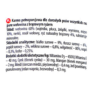 Dolina Noteci Premium Pure liellopu gaļa ar rīsiem 400 g