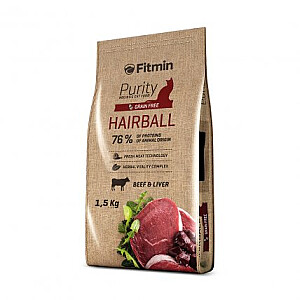 FITMIN Purity Hairball sausā barība kaķiem 1,5 kg Pieaugušajiem