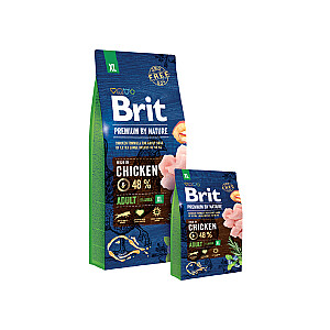 Brit Premium by Nature Adult XL 15 кг с курицей, лососем