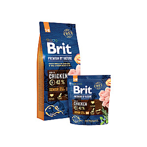 Brit Premium by Nature Senior S + M, Ābols, Vistas, Kukurūza- sausā barība pieaugušiem vidējo šķirņu suņiem 15 kg.