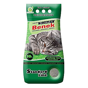 SUPER BENEK STANDARTS Kaķu pakaiši Bentonīta šķeldas Zaļais mežs 10 l