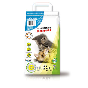 CERTECH Super Benek Corn Cat sea breeze - наполнитель для кошачьего туалета кукурузный комковый 7л