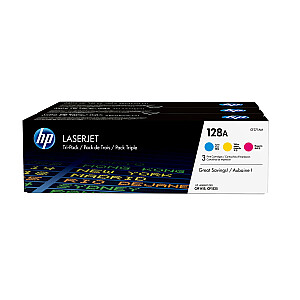 HP 128A, оригинальные картриджи с тонером LaserJet, голубой / пурпурный / желтый в упаковке, 3 шт.