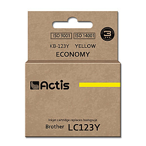 Actis KB-123Y tinte Brother printerim; Rezerves Brother LC123Y / LC121Y; Standarta; 10 ml; dzeltens