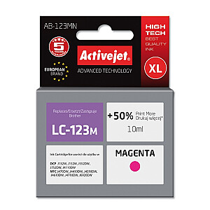 Activejet AB-123MN tinte Brother printerim; Rezerves Brother LC123M / LC121M; Augstākā; 10 ml; violets