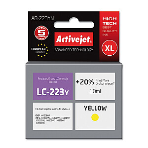 Activejet AB-223YN tinte Brother printerim; Rezerves Brother LC223Y; Augstākā; 10 ml; dzeltens