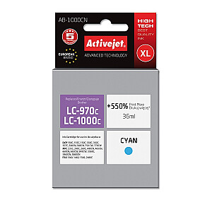 Activejet AB-1000CN tinte Brother printerim; Rezerves Brother LC1000 / LC970C; 35 ml; zils