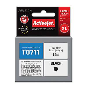 Activejet tinte AEB-711N Epson printerim, Epson T0711, T0891 nomaiņa; Augstākā; 15 ml; melns
