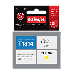Activejet AE-1814N tinte Epson printerim, nomaiņa Epson 18XL T1814; Augstākā; 15 ml; dzeltens