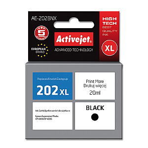 Activejet AE-202BNX tinte Epson printerim, nomaiņa Epson 202XL G14010; Augstākā; 20 ml; melns
