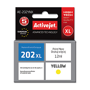 Activejet AE-202YNX tinte Epson printerim, nomaiņa Epson 202XL H44010; Augstākā; 12 ml; dzeltens