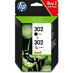 HP 302 oriģināls melns / Trīskrāsu tintes kasetņu iepakojums pa 2