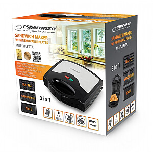 Сэндвичница Esperanza EKT005 700 Вт Черный, Серый