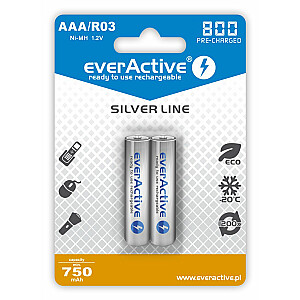 Аккумуляторы everActive Ni-MH R03 AAA 800 mAh Silver Line - 2 штуки