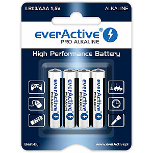 4 x AAA / LR03 everActive Pro sārma baterijas (Blisteris)