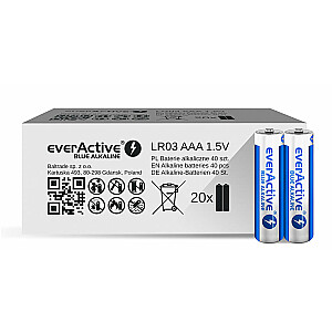 Щелочные батарейки everActive Blue Alkaline LR03 AAA - картонная коробка - 40 штук, ограниченная серия