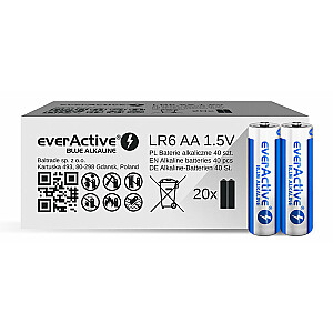 Щелочные батарейки everActive Blue Alkaline LR5 AA - картонная коробка - 40 штук, ограниченная серия