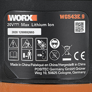 Аккумуляторная воздуходувка WORX WG543E.9 209 км / ч Черный, Оранжевый