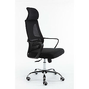 Topeshop FOTEL NIGEL CZERŃ офисное / компьютерное кресло Мягкое сиденье Сетчатая спинка