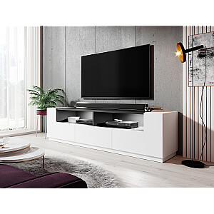 Cama TV statīvs RTV LAS VEGAS 180cm balts/balts spīdums + melns
