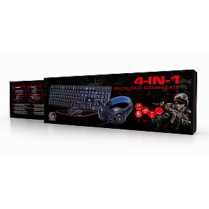 Gembird GGS-UMGL4-02 Игровой набор "Призрак" с подсветкой 4в1, клавиатура, мышь, коврик, наушники.