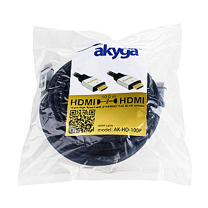 Akyga AK-HD-100P HDMI kabelis 10 m HDMI A tips (standarta) melns