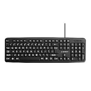 Gembird KB-US-103 Стандартная клавиатура с БОЛЬШИМИ буквами, американская раскладка, черная