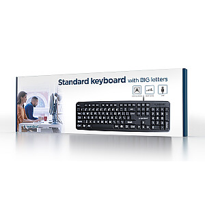 Gembird KB-US-103 Стандартная клавиатура с БОЛЬШИМИ буквами, американская раскладка, черная