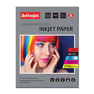 Fotopapīrs Activejet AP4-180G20 tintes printeriem; A4; 20 gab.