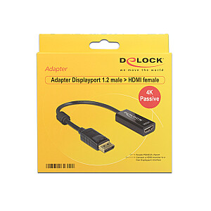 DeLOCK 62609 video kabeļa adapteris 0,2 m DisplayPort 1,2 HDMI melns