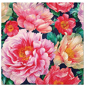 [E] SALVETES 33x33CM PEONIES BLOSSOM, Paw Decor Collection