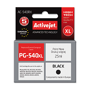 Activejet AC-540RX tinte Canon printerim; Canon PG-540 XL nomaiņa; Premium; 15 ml; melns
