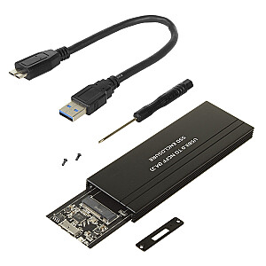 Maclean MCE582 SSD korpusa adapteris SSD M.2, NGFF, USB 3.0, izmēri 2230/2240/2260/2280, alumīnija korpuss,