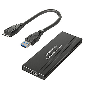 Maclean MCE582 SSD korpusa adapteris SSD M.2, NGFF, USB 3.0, izmēri 2230/2240/2260/2280, alumīnija korpuss,