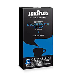 Lavazza Decaffeinato Ricco Coffee kapsulas Tumšais cepetis 10 gab.