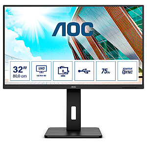 AOC U32P2CA datora monitors 80 cm (31,5 collas) 3840 x 2160 pikseļi 4K Ultra HD LED melns