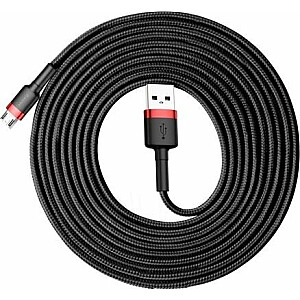 Baseus Cafule kabelis USB kabelis izturīgs neilona USB/mikro USB kabelis 2A 3M melnsarkans (CAMKLF-H91) universāls