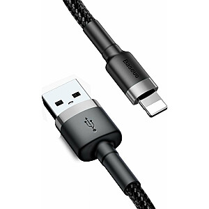 Кабель Baseus Cafule USB-кабель Прочный нейлоновый кабель USB / Lightning QC3.0 2.4A 0.5M Черно-серый (CALKLF-AG1) Универсальный