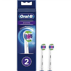 Oral-B Replacement Head with CleanMaximiser Technology EB18 RB-2 3D White Heads, For adults, Number of brush heads included 2, White
