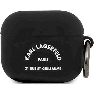 KLACA3SILRSGBK Karl Lagerfeld Rue St Guillaume silikona aizsargapvalks austiņām Apple Airpods 3 melns