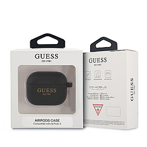 GUA3LSC4EK Guess 4G Charm silikona aizsargapvalks austiņām Apple Airpods 3 melns